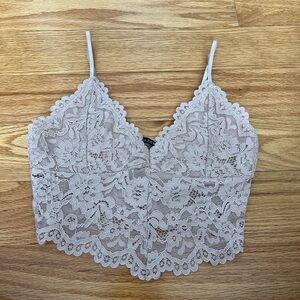 Zara tan lace cropped tank